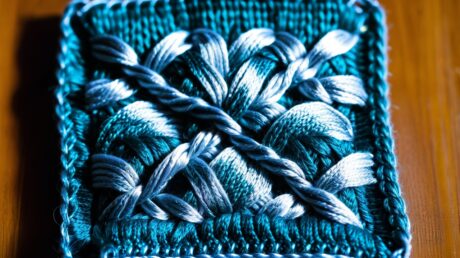 Узор из вязаных листьев: текстура с прожилками и тенями 7 Узор из вязаных листьев: текстура с прожилками и тенями