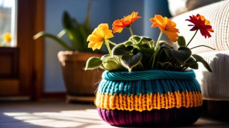 Вязаные чехлы для растений — стильный способ обновить интерьер 13 Вязаные чехлы для растений — стильный способ обновить интерьер