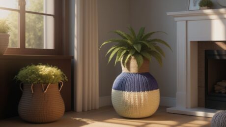 Вязаные чехлы для горшков с цветами — уютное украшение дома 10 Вязаные чехлы для горшков с цветами — уютное украшение дома